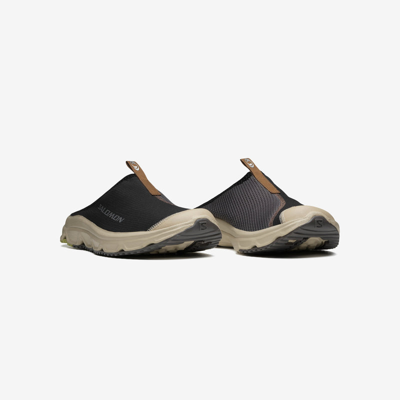 Salomon RX SLIDE 3.0 recovery shoe with textile and leather upper, EVA sockliner, and rubber outsole