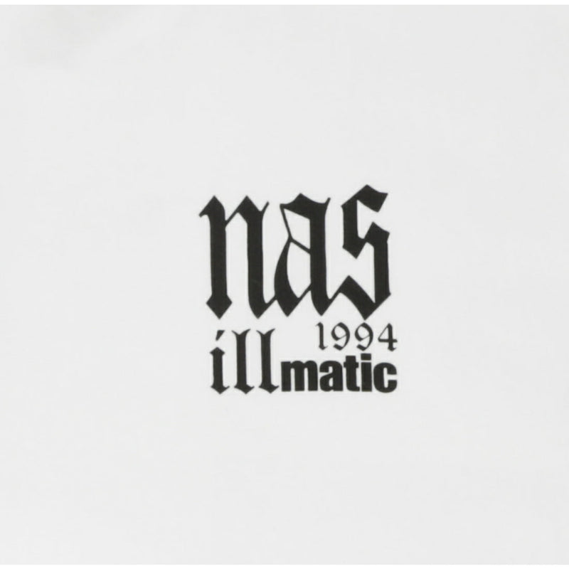 Nas x atmos "Nas Illmatic" T-shirt featuring the Nas logo and album title on the front.