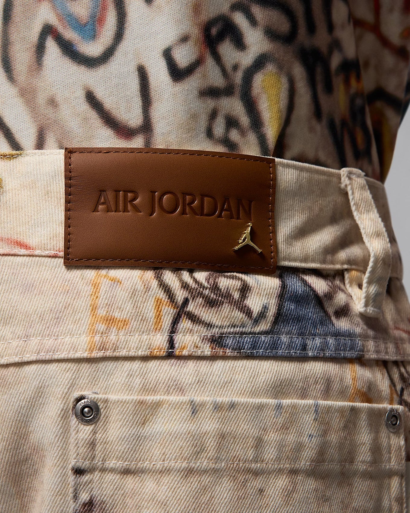Air Jordan cotton twill shorts with MJ-inspired graphics, reinforced knees, and raw edge hems