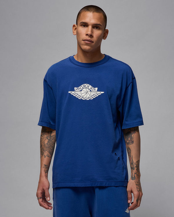 Jordan Rare Air short-sleeve tee in heavyweight cotton with distressed details and washed finish