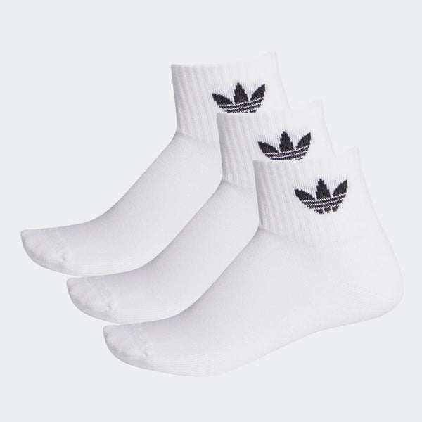 adidas mid-cut crew socks in a soft cotton blend, designed for comfort and versatility, with three pairs included in each pack.

