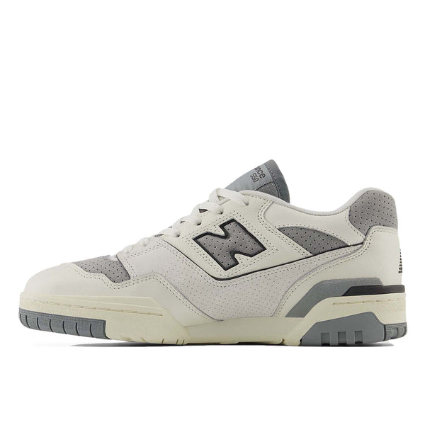 New Balance 550 sneakers featuring a low-top silhouette with leather, synthetic, and mesh upper in a retro basketball design