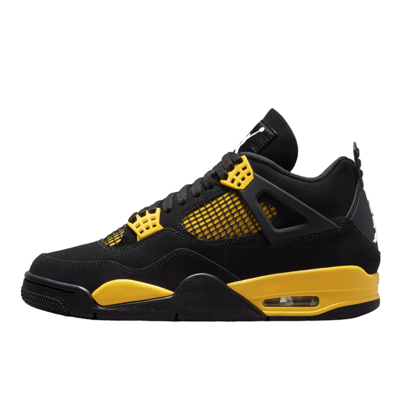 Nike Air Jordan 4 Retro shoe in BLACK/WHITE-TOUR YELLOW