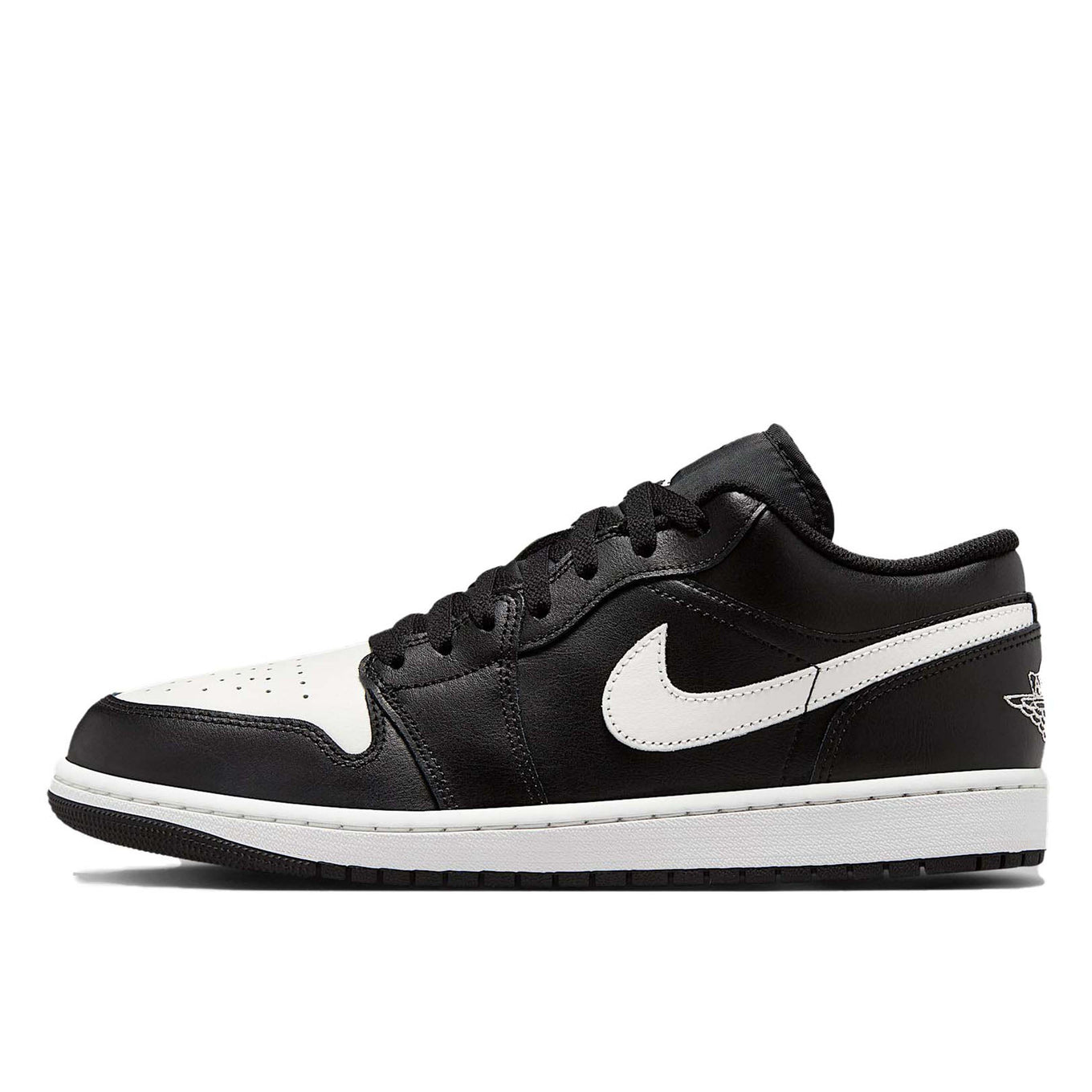 Air Jordan 1 Low sneakers in classic colorway, side profile view.