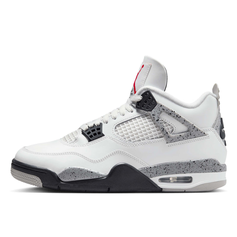 Air Jordan 4 'White Cement' sneaker with Summit White leather and cement-speckled detailing