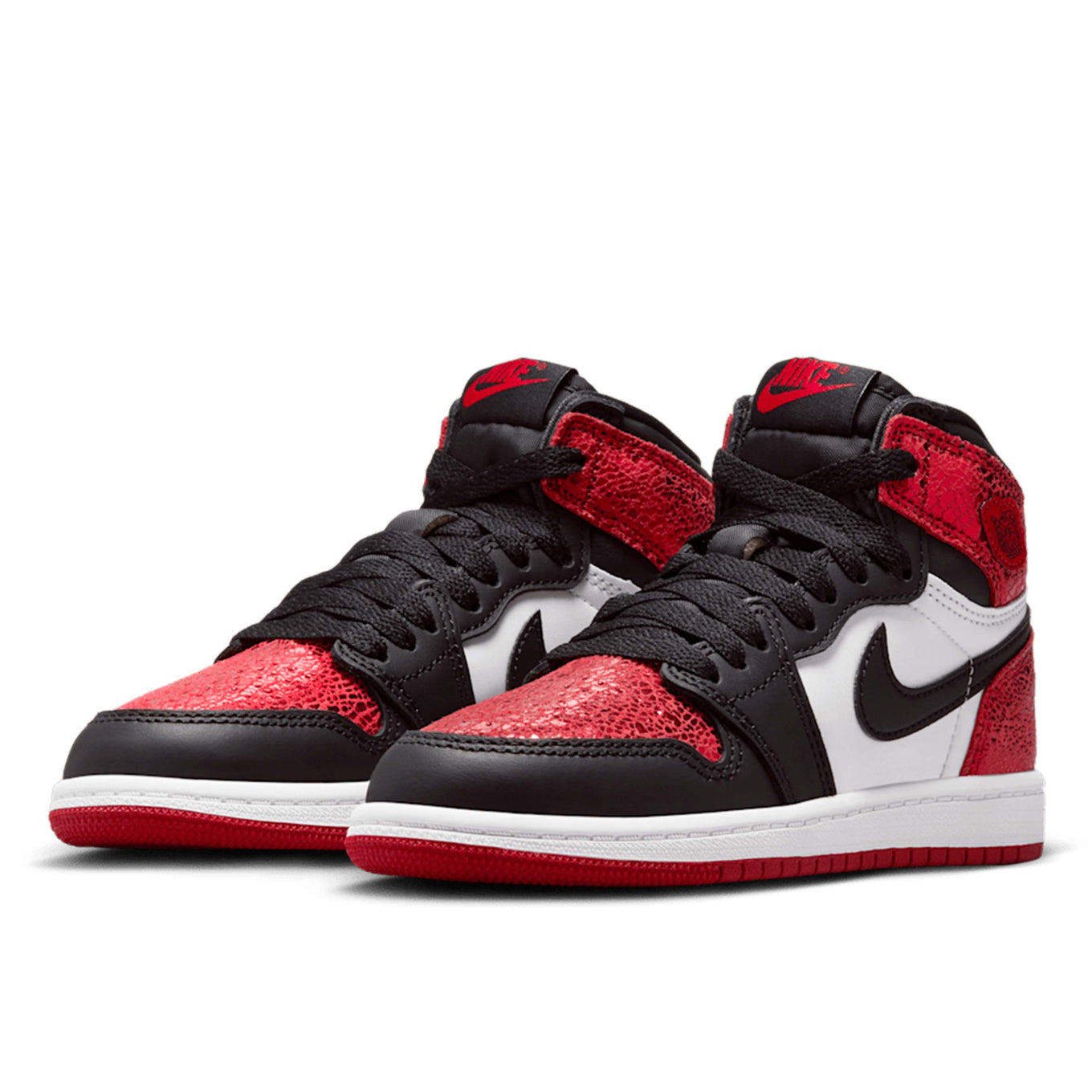 Air Jordan 1 'Ruby' sneaker with metallic crackle leather and red gemstone-inspired detailing