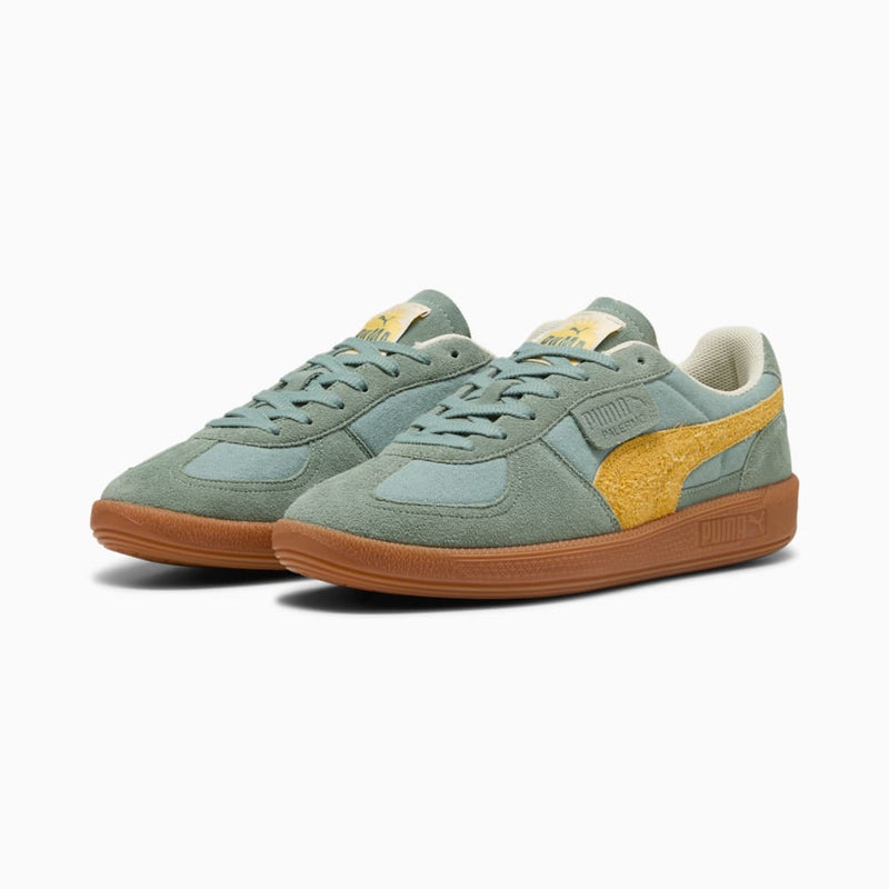 PUMA terrace sneakers with textile base, leather details, and debossed branding, combining retro charm and modern style.