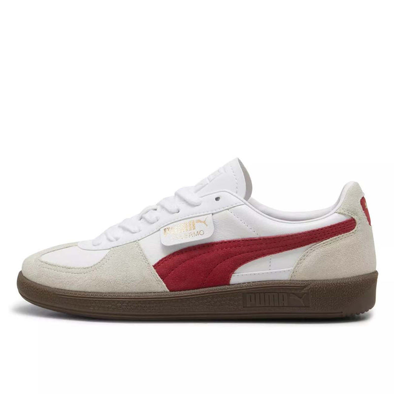 Retro Palermo sneakers with suede upper, leather Formstrip, foil-printed PUMA branding, and classic gum sole.