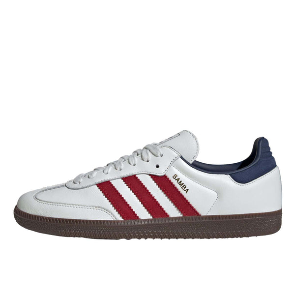 Adidas Samba OG shoes with a leather upper, serrated 3-Stripes, reinforced toe, and suede accents, celebrating over 70 years of timeless style.