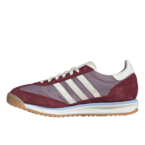 adidas SL 72 shoes with a nylon upper and suede overlays, showcasing their retro design, EVA midsole, and grippy outsole.