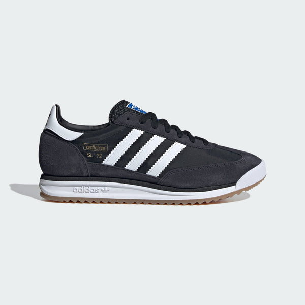 adidas SL 72 shoes with a sleek 1972 design, featuring an EVA midsole, textured rubber outsole, and suede overlays on a nylon upper.



