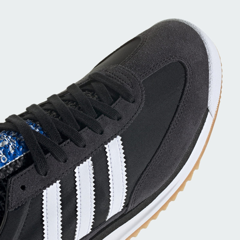 adidas SL 72 shoes with a sleek 1972 design, featuring an EVA midsole, textured rubber outsole, and suede overlays on a nylon upper.



