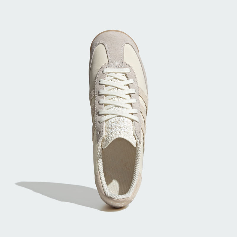 adidas SL 72 shoes with a nylon upper, suede overlays, EVA midsole, and a retro low-cut design.
