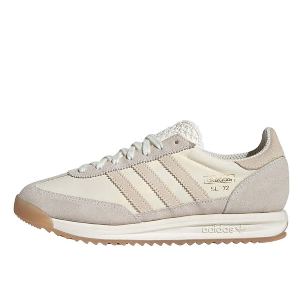 adidas SL 72 shoes with a nylon upper, suede overlays, EVA midsole, and a retro low-cut design.