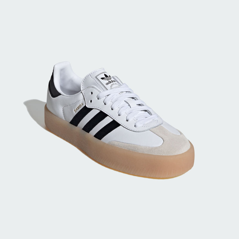 Adidas Samba shoes showcasing a modern twist on the classic design. Featuring a smooth leather upper, translucent gum rubber outsole, and premium embroidered 3-Stripes, these shoes effortlessly blend athletic heritage with street style. 