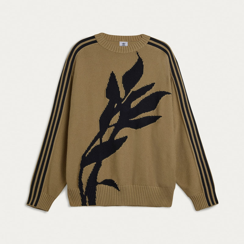 adidas x Song for the Mute crewneck sweater in soft cotton, featuring a loose fit, ribbed sleeves, 3-Stripes detailing, and artistic front design.