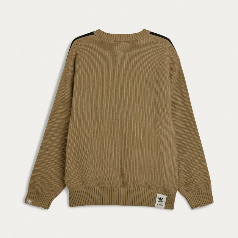 adidas x Song for the Mute crewneck sweater in soft cotton, featuring a loose fit, ribbed sleeves, 3-Stripes detailing, and artistic front design.