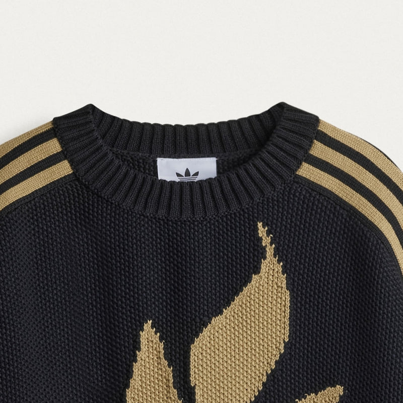 adidas x Song for the Mute crewneck sweater in soft cotton, featuring a loose fit, ribbed sleeves, 3-Stripes detailing, and artistic front design.