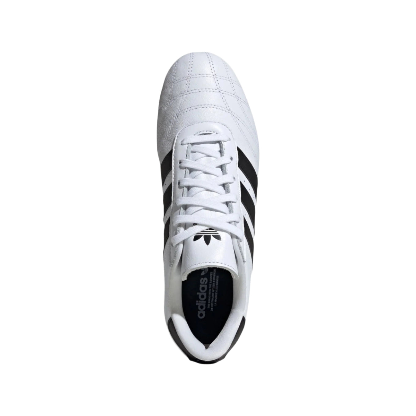 Sleek adidas trainers with minimalist design, soft leather, quilted toes, and classic 3-Stripes