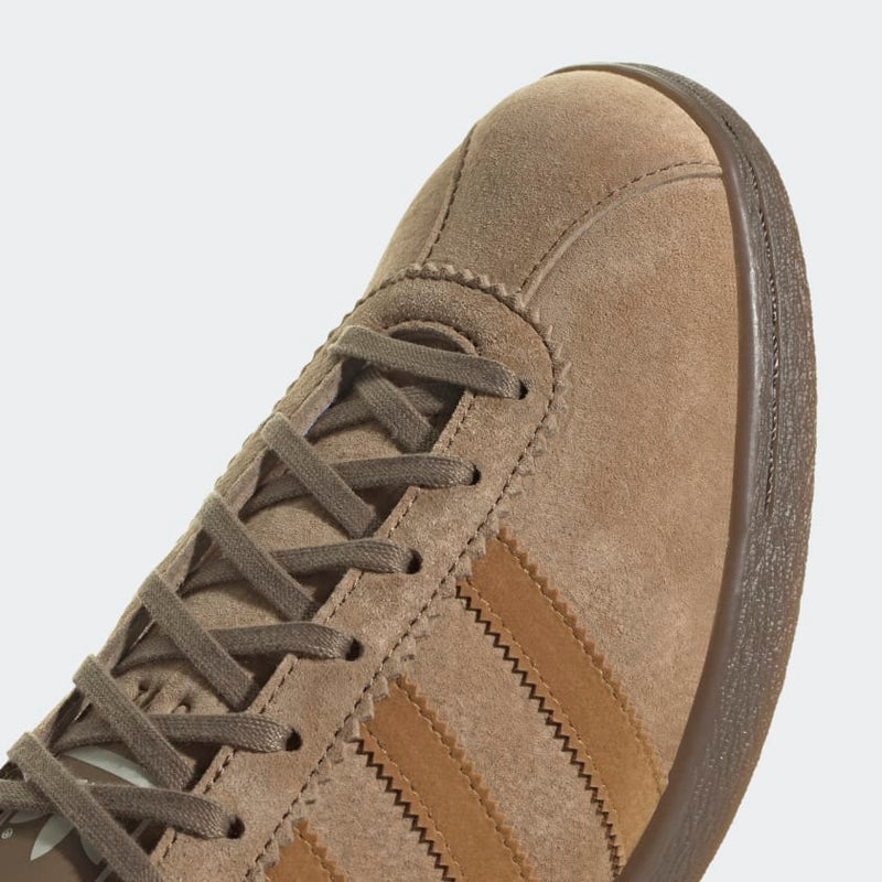 adidas Tobacco Shoes with soft suede, serrated 3-Stripes, and muted, rustic colors.