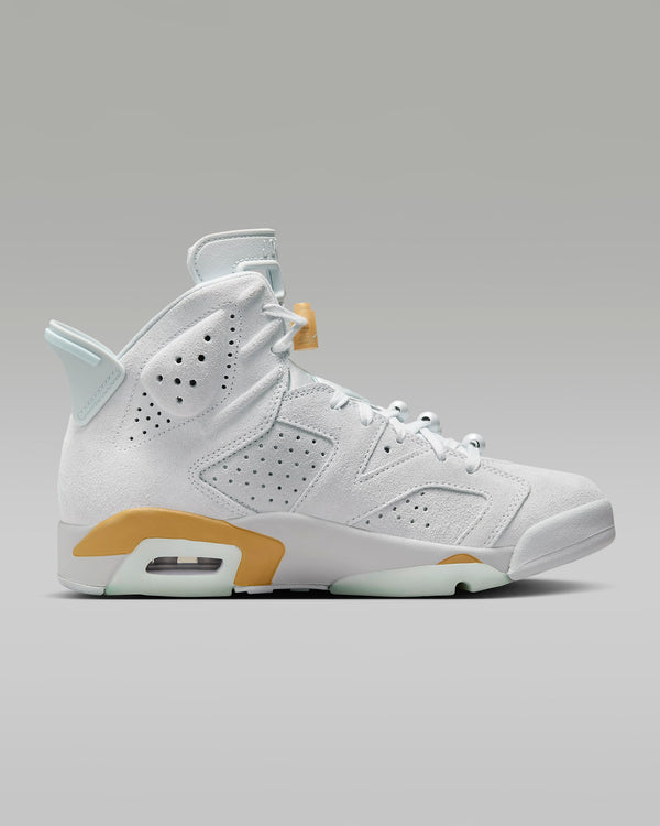 Air Jordan 6 Retro sneaker featuring premium materials and an iconic translucent outsole, recreating the design from the year MJ won his first championship ring.



