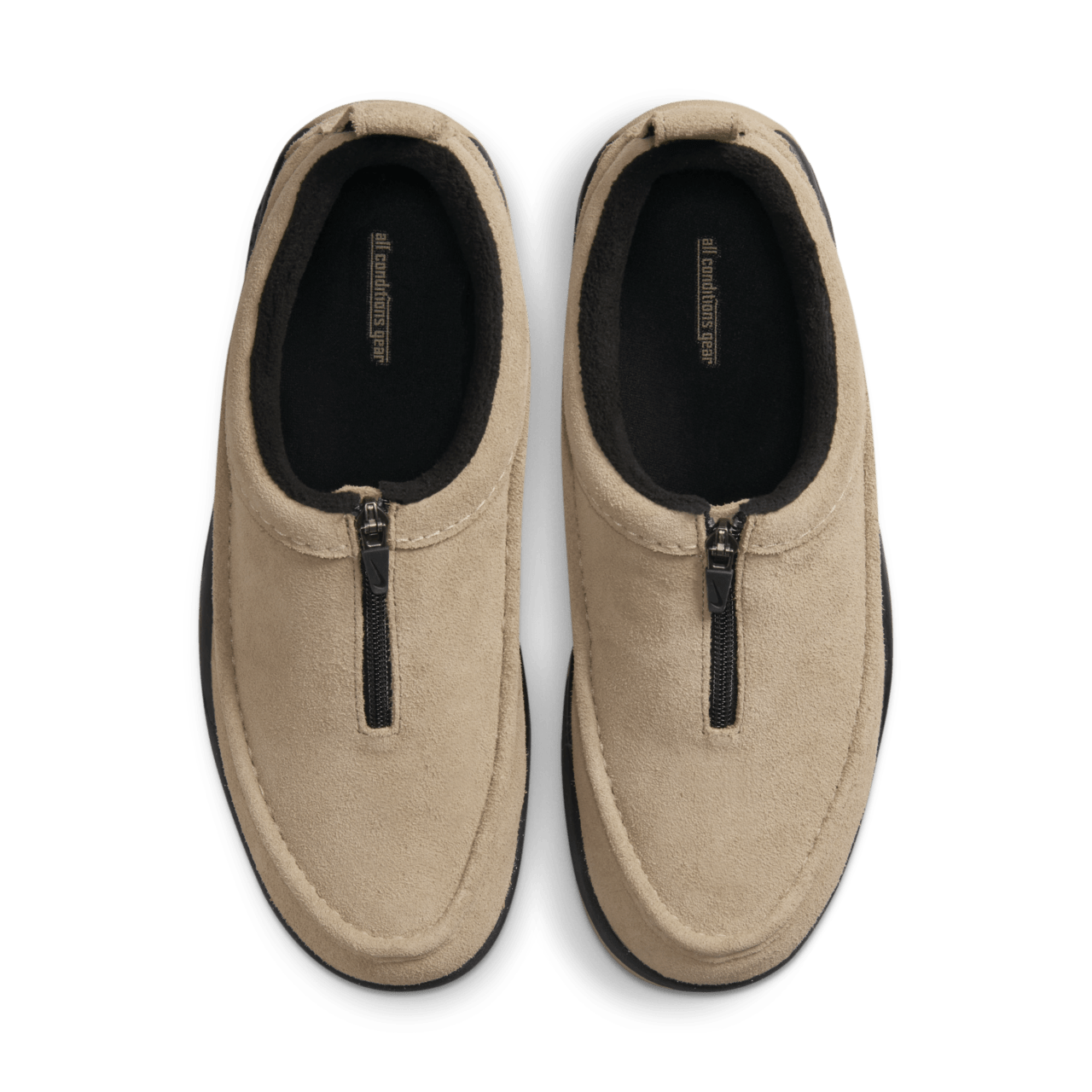 Nike ACG Izy sneaker with Khaki suede upper, black accents, plush cushioning, and a rugged outsole for all-day comfort and durability.