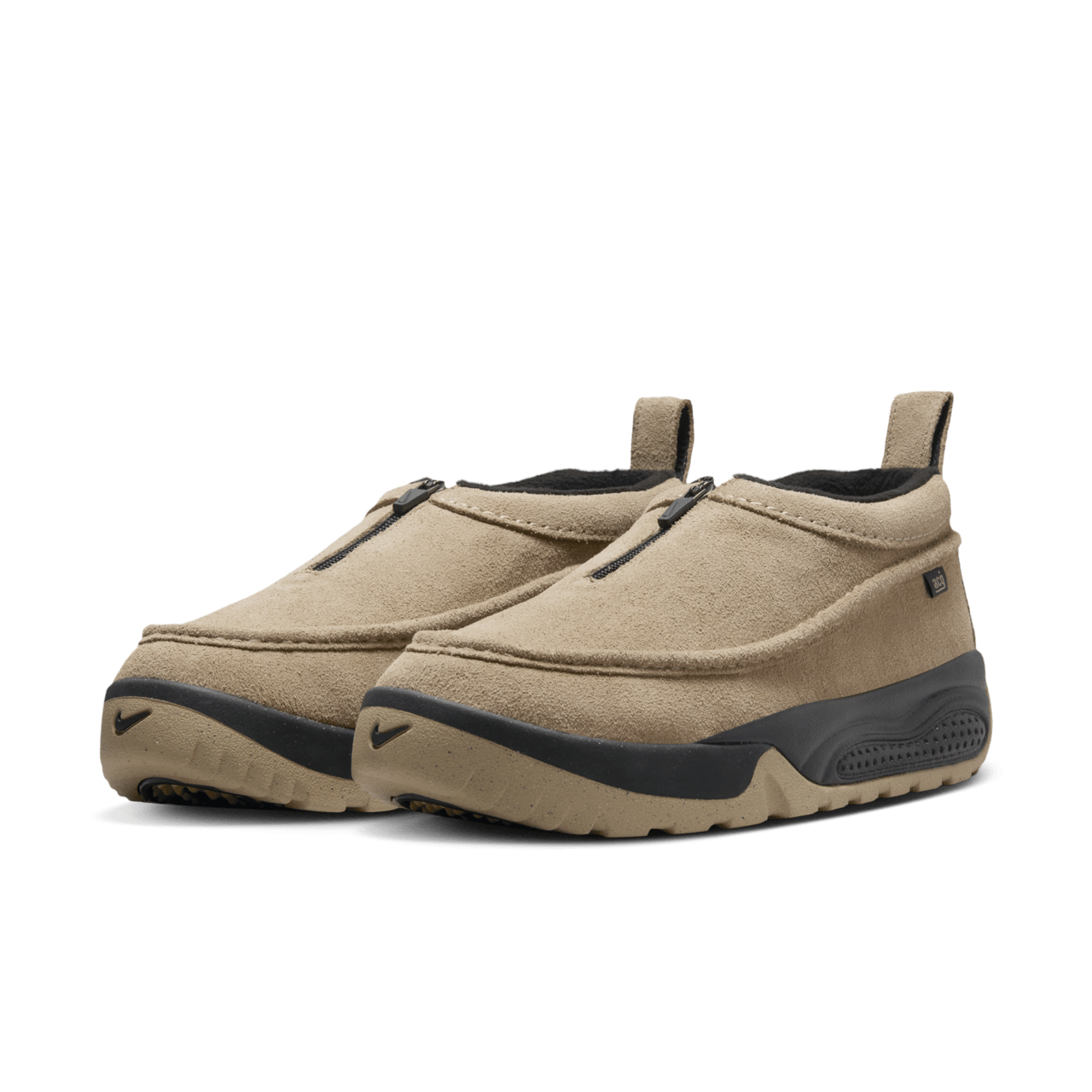 Nike ACG Izy sneaker with Khaki suede upper, black accents, plush cushioning, and a rugged outsole for all-day comfort and durability.