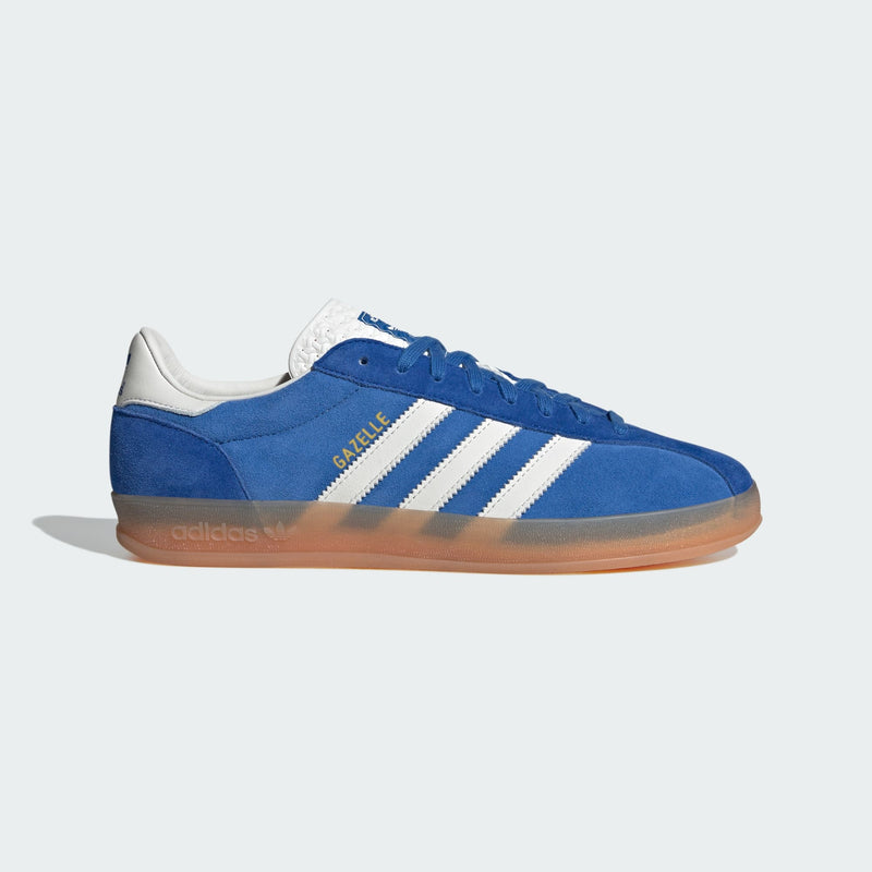 adidas Gazelle Indoor Pro shoes with a suede upper, leather lining, translucent wrapped sole, and signature 3-Stripes, blending vintage sports heritage with contemporary street style.