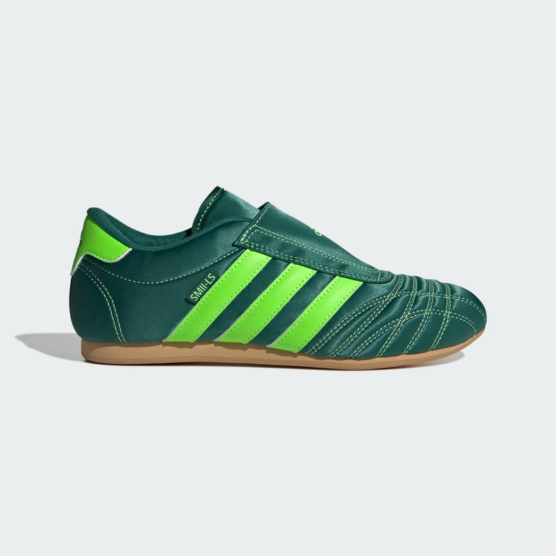 adidas slip-on shoes with smooth upper, curved stitching, and low-profile design inspired by 2000s Taekwondo trainers