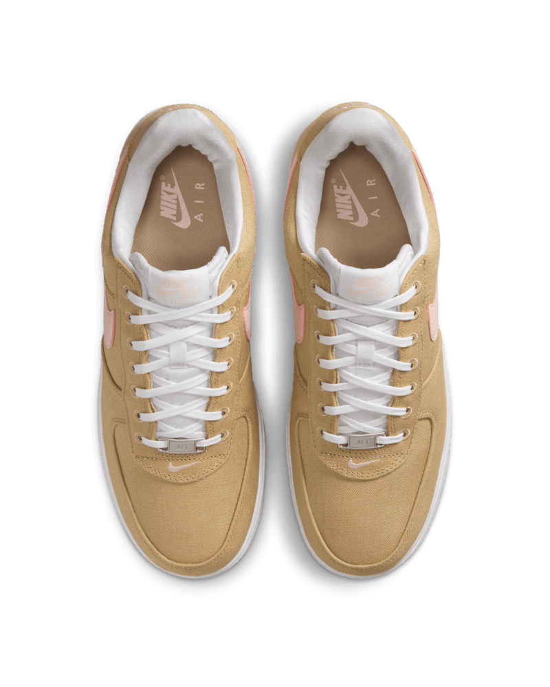 Nike Air Force 1 Linen 2024 edition featuring a sturdy linen canvas upper, classic silhouette, and signature detailing.
