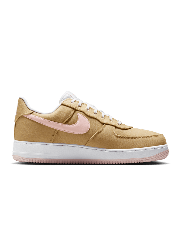 Nike Air Force 1 Linen 2024 edition featuring a sturdy linen canvas upper, classic silhouette, and signature detailing.