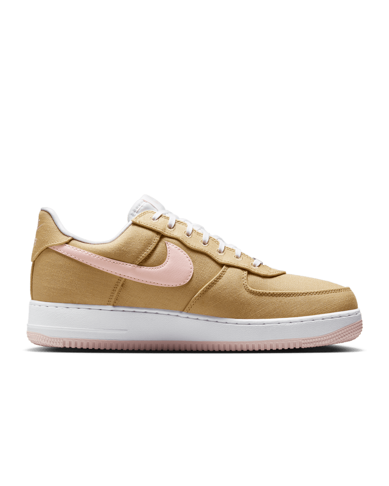 Nike Air Force 1 Linen 2024 edition featuring a sturdy linen canvas upper, classic silhouette, and signature detailing.