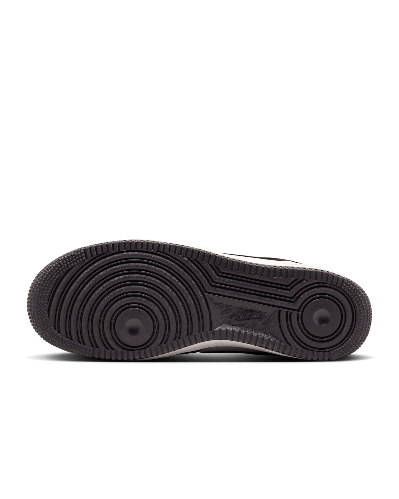 Nike Air Force 1 “Escape” with white leather upper, brown accents, and red tongue logo