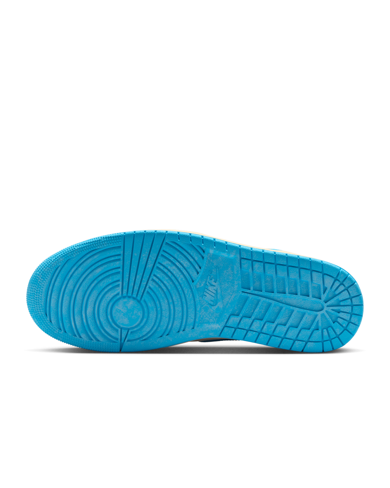 Air Jordan 1 Retro High OG University Blue with distressed leather, Sail and Dark Powder Blue colorway, inspired by Michael Jordan’s college years