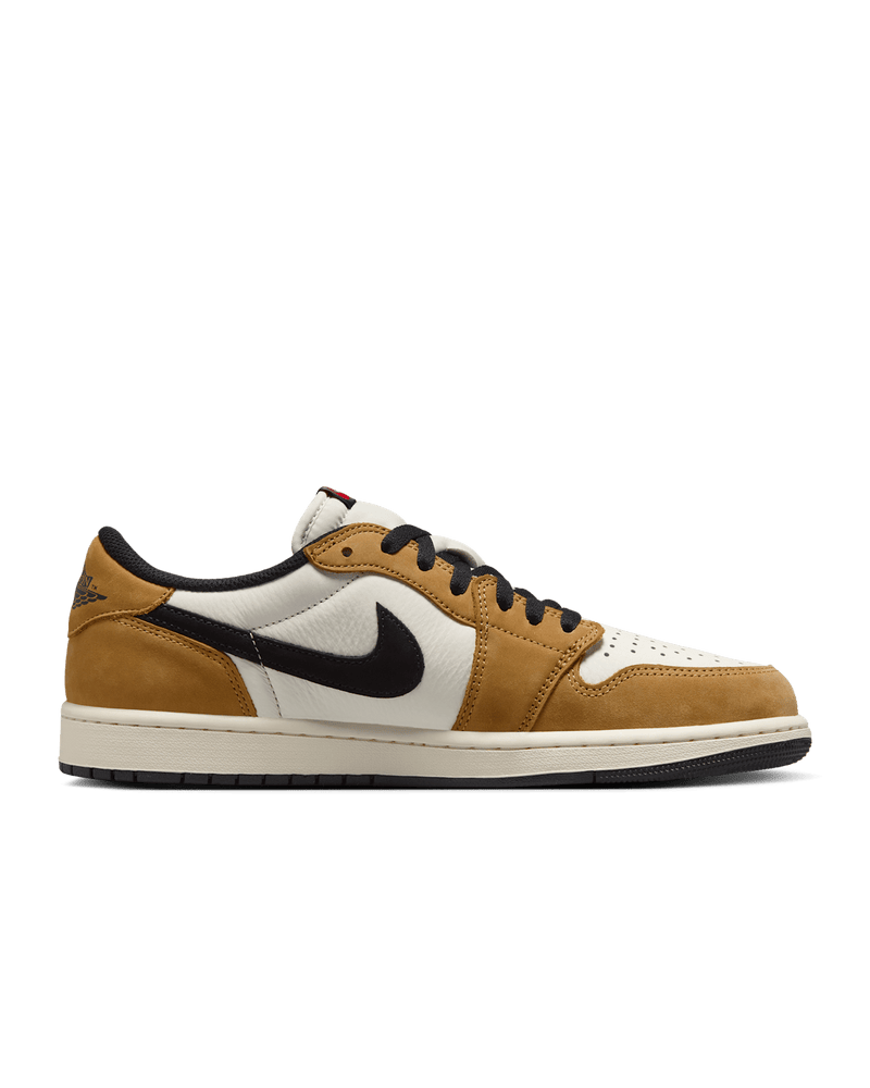 Air Jordan 1 sneakers in Sail and Golden Harvest colorway inspired by MJ's Rookie of the Year look.