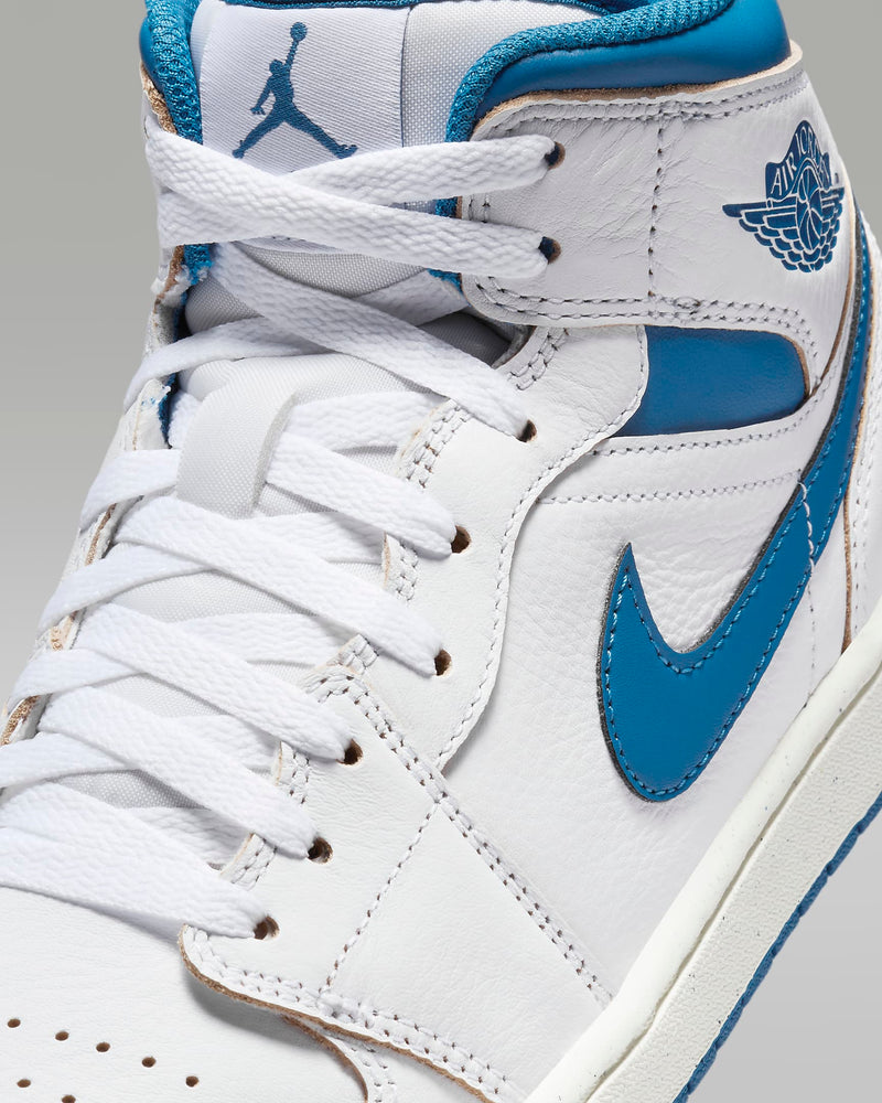 Air jordan 1 mid premium white best sale