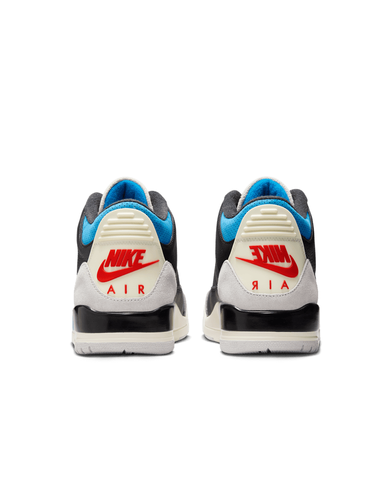 Air Jordan 3 "Rare Air" sneaker with grey suede overlays, mirrored Nike Air heel branding, and premium materials