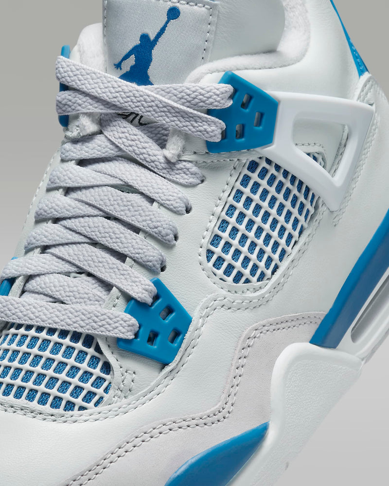 Reinventing Classic: AJ4 with Deep Blue Accents, Premium Materials, and Lightweight Nike Air Cushioning