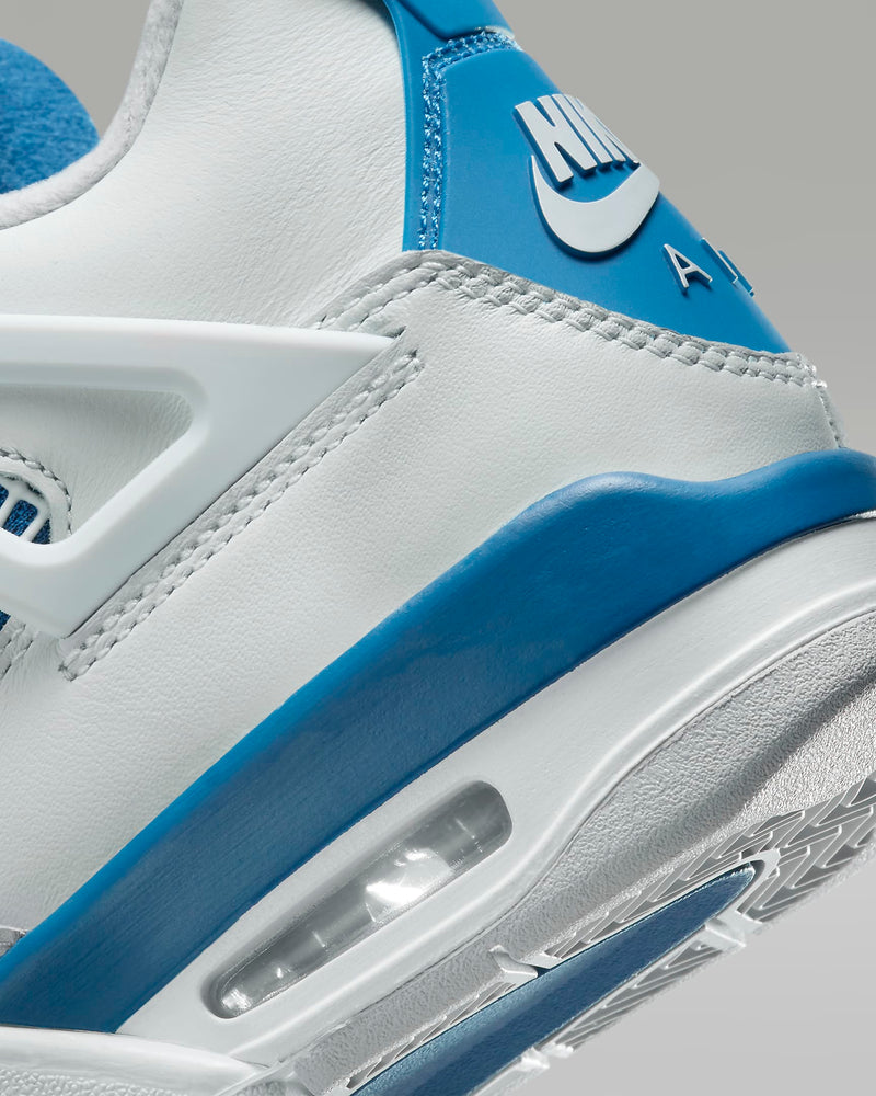 Reinventing Classic: AJ4 with Deep Blue Accents, Premium Materials, and Lightweight Nike Air Cushioning