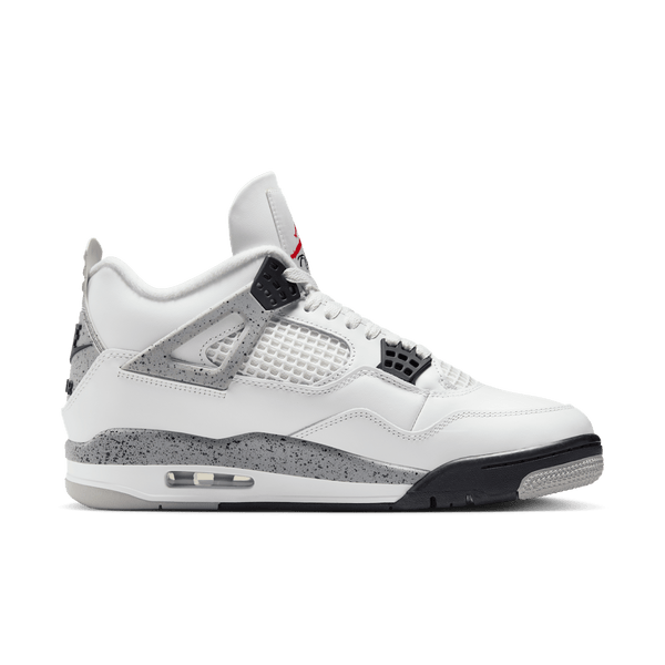 Air Jordan 4 'White Cement' sneaker with Summit White leather and cement-speckled detailing