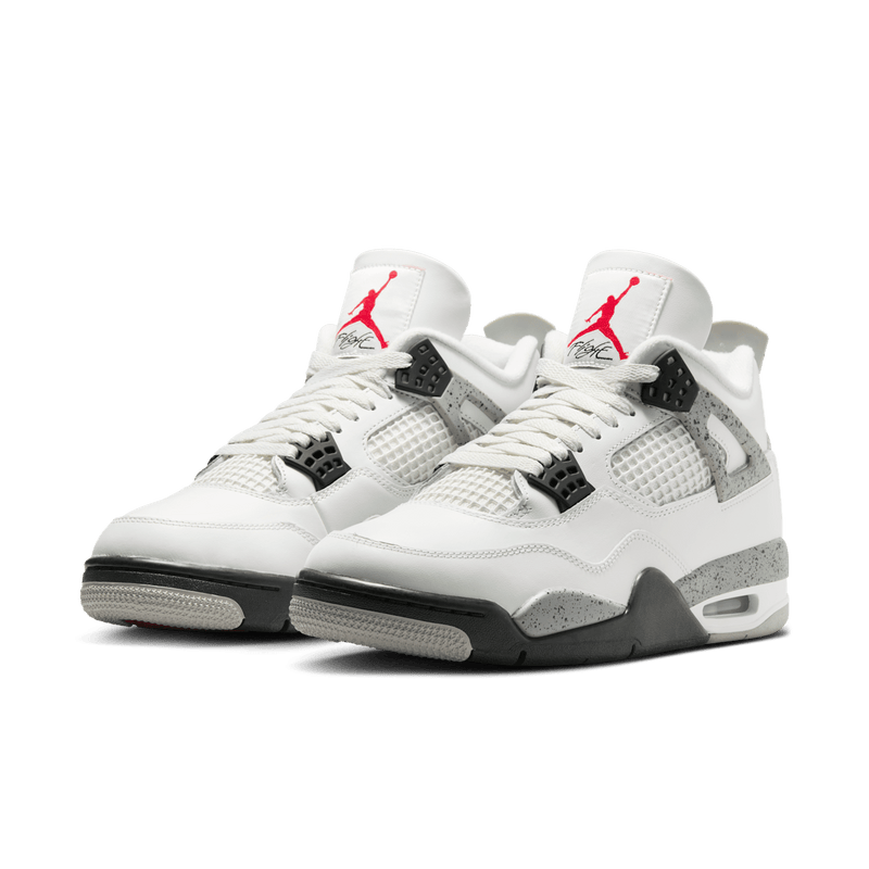 Air Jordan 4 'White Cement' sneaker with Summit White leather and cement-speckled detailing