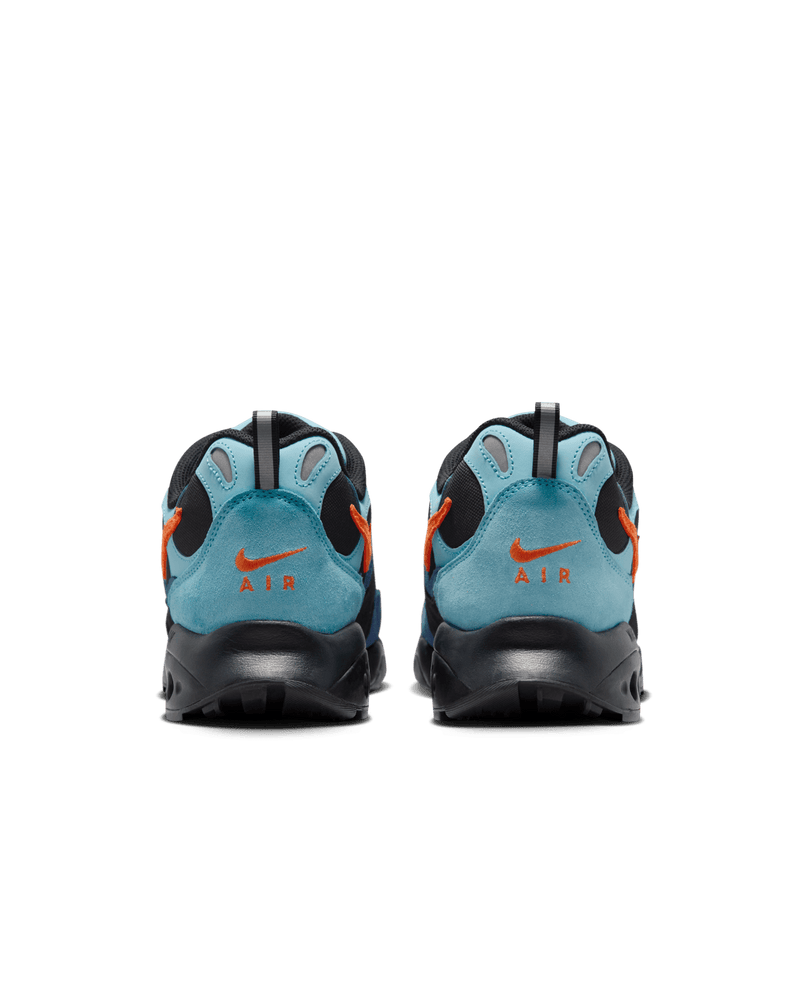 Air Terra Humara 1997 edition featuring Mystic Navy suede, Aquarius Blue textiles, and Safety Orange Swoosh, designed for urban and trail adventures.