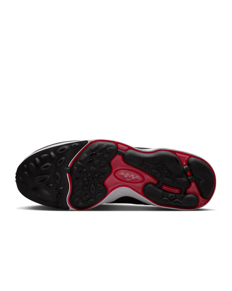 Air Zoom Spiridon sneakers with black, Signal Blue, and University Red colorway, reflective piping, and breathable mesh upper.