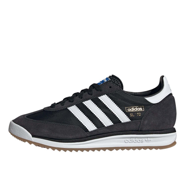 adidas SL 72 shoes with a sleek 1972 design, featuring an EVA midsole, textured rubber outsole, and suede overlays on a nylon upper.