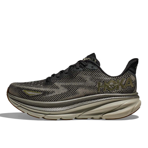 Hoka One One Clifton 9 running shoes highlighting the lightweight design, cushioned sole, and streamlined upper for enhanced comfort during daily runs.