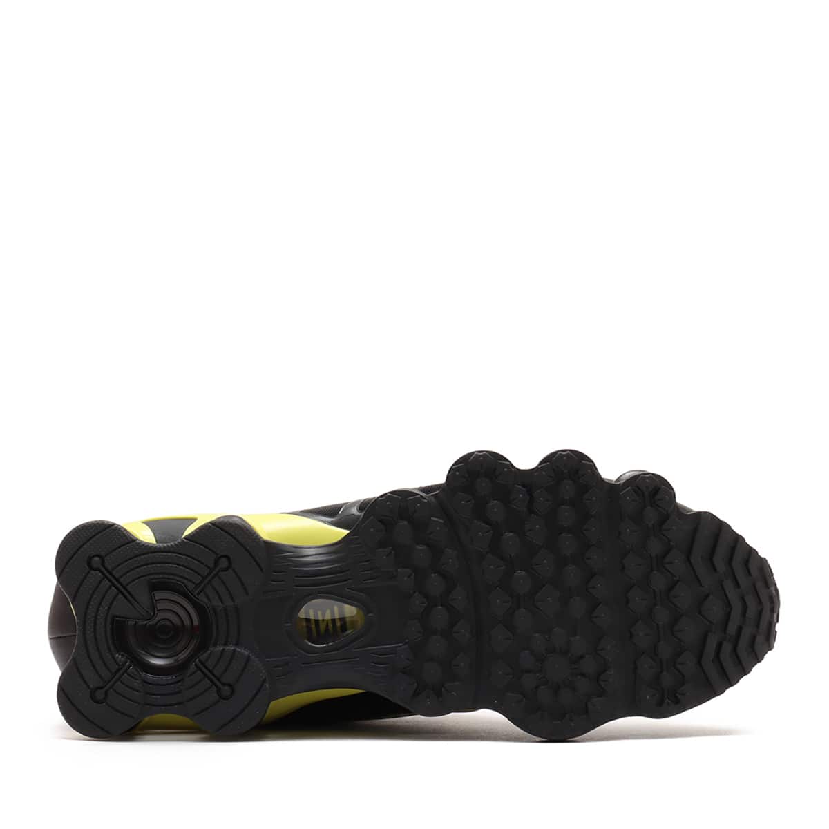 Nike Shox TL sneaker with breathable nylon mesh upper, plastic overlays, full-length Shox cushioning, and TPU plate for stability and support.