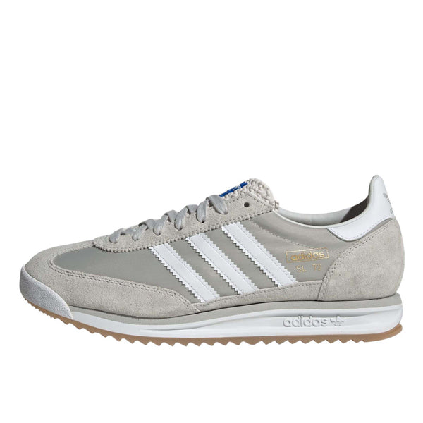 adidas SL 72 shoes with a sleek 1972 design, featuring an EVA midsole, textured rubber outsole, and suede overlays on a nylon upper.