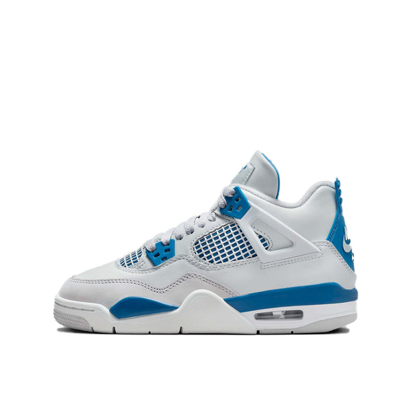 Reinventing Classic: AJ4 with Deep Blue Accents, Premium Materials, and Lightweight Nike Air Cushioning. 