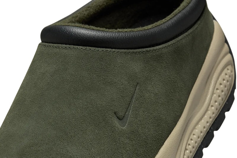 Nike Rufus Sequoia mule in suede with beige midsole, black tread, and rugged outsole for Fall 2024 release