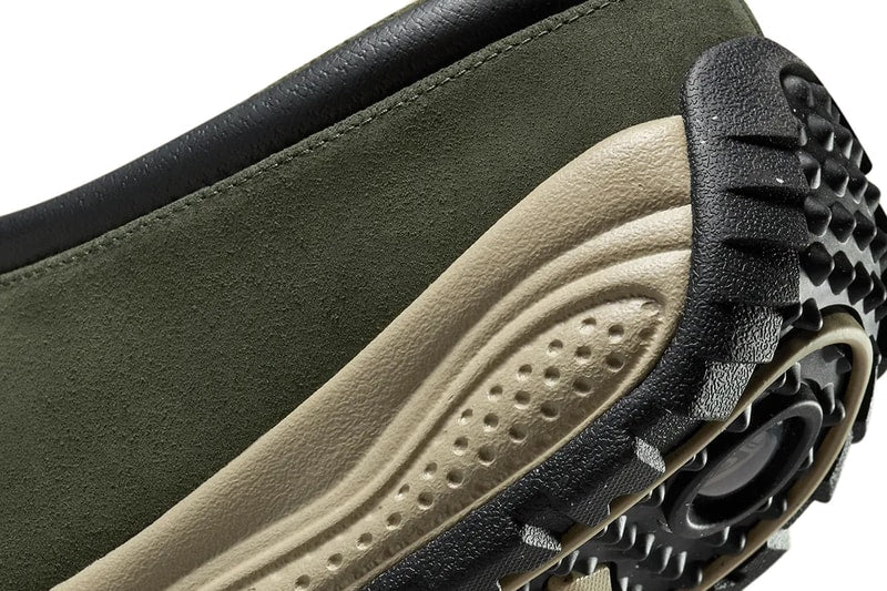 Nike Rufus Sequoia mule in suede with beige midsole, black tread, and rugged outsole for Fall 2024 release